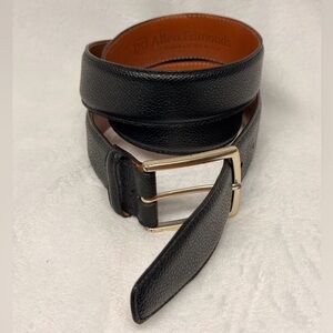 Allen Edmonds Black Pebbled Leather Dress Belt with Silver Buckle